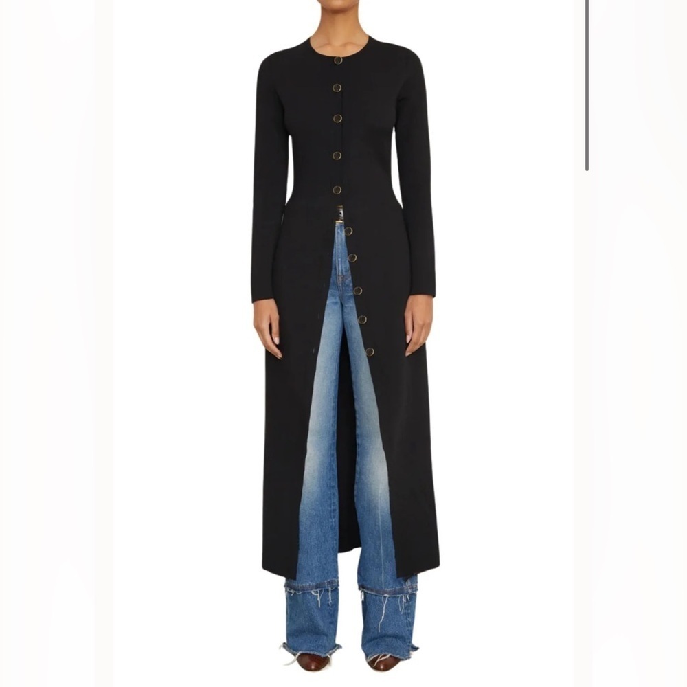 BRANDON MAXWELL The Emm Jersey Cardigan Midi Dress in Black Size XS $2795 NWT